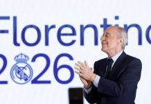 Florentino Pérez celebra su reelección en el Real Madrid cantando el himno con la plantilla: «¡Hala Madrid!»