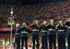 «Es imponente»: la banda Centuria revoluciona el Sánchez-Pizjuán con una versión épica del himno de España antes del España-Croacia